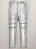 Lambskin Biker Stylish Wear Designer Real Soft Men Silver Pant Genuine Leather