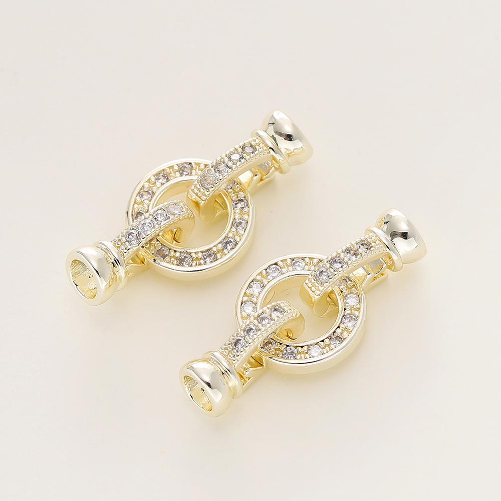 1/2Pcs/Pack 14/18K Gold Plated Inlaid Zircon Connector End Caps Fastener Clasps for DIY Jewelry Bracelet Making Accessories