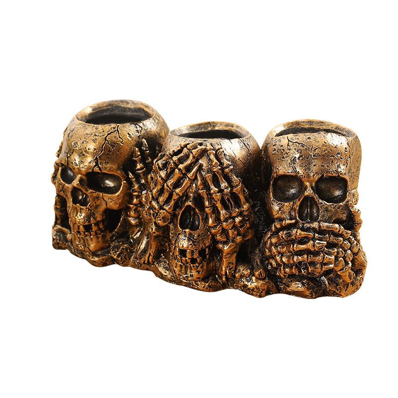 Skeleton Head Planter With Resin Material For Halloween Party And Collection