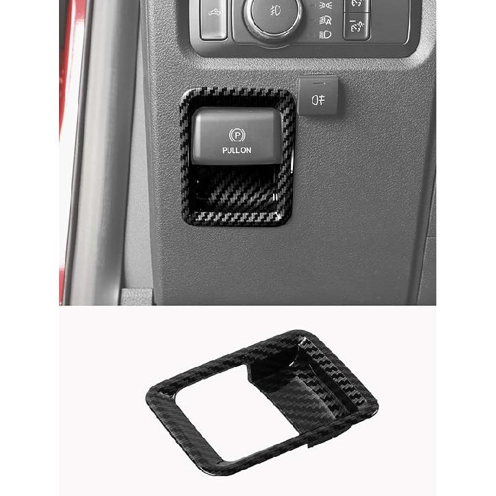 Savadicar Wood Grain Interior Accessories - Electronic Parking Brake Switch Trim Cover for Ford F150 (2021-present) - Premium Texture Interior Decor