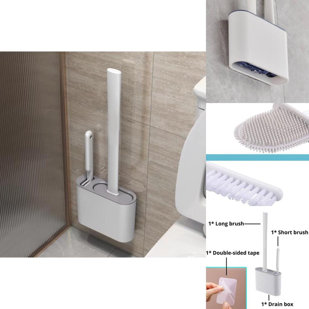 High-quality Silicone Toilet Brush Wall-mounted No Drill Needed For Easy Installation