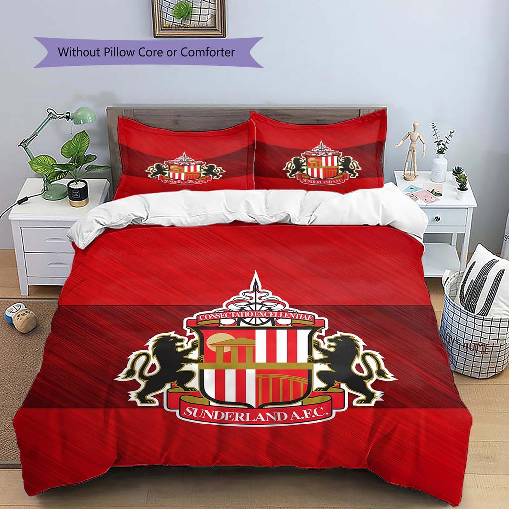 Sunderland AFC Pattern Bedding Quilt Set Home Decoration Gift (1 * Duvet Cover + 2 * Pillowcase Without Core)