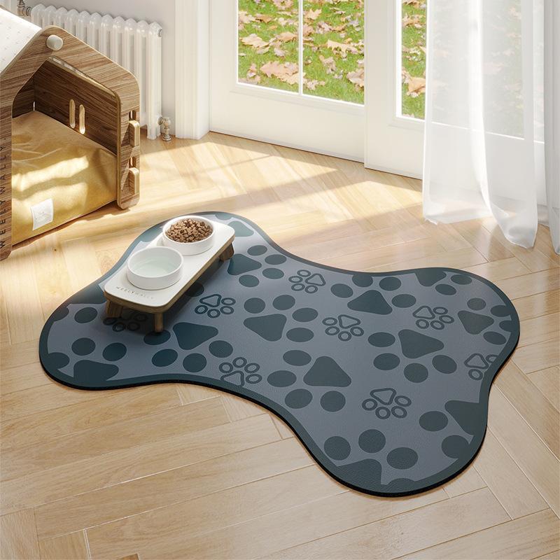 1pc Bone-Shaped Quick-Dry Pet Feeding Mat with Non-Slip Rubber Backing - Stain-Resistant Diatom Mud Dog & Cat Bowl Placemat