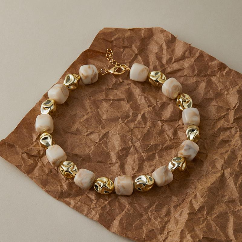 Colar Pulseira de Contas Irregulares em Acrílico para Mulheres Bangle Geométrico Bohemia Feito à Mão Acessórios de Joias para Casal