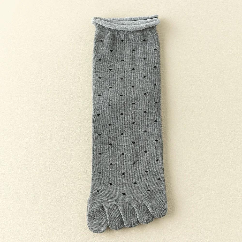 3 Pairs Toe Socks Women Middle Tube Five Finger Socks Cute Dots High Quality Cotton Crew Socks with Separate Fingers