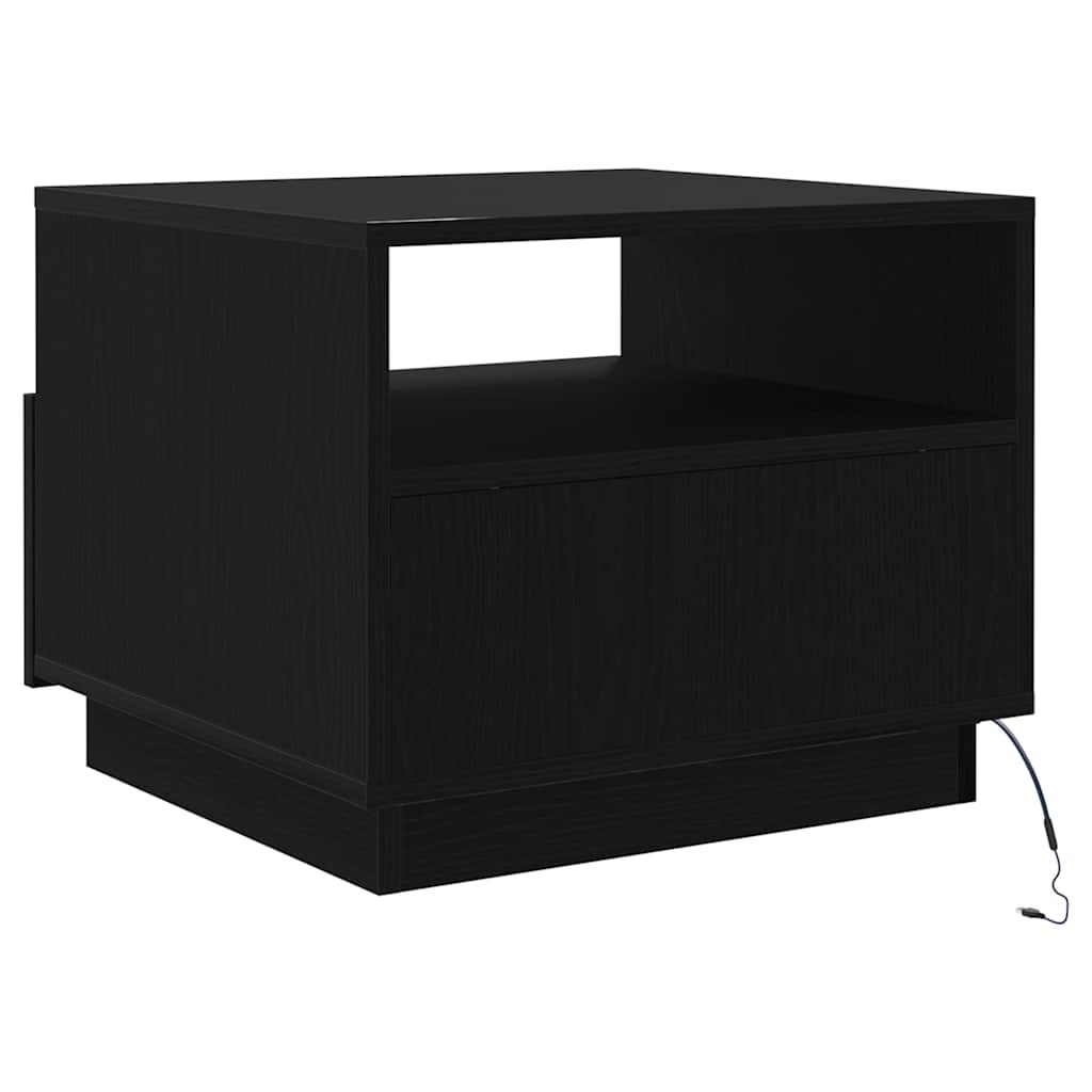 Coffee Table with LED Lights Black Oak Effect 50 x 49 x 40 cm