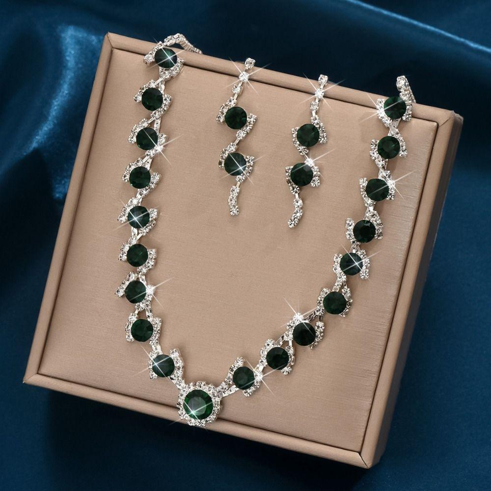 Claw Chain Rhinestone Jewelry Set Crystal Necklace Wedding Party Earrings  Banquet