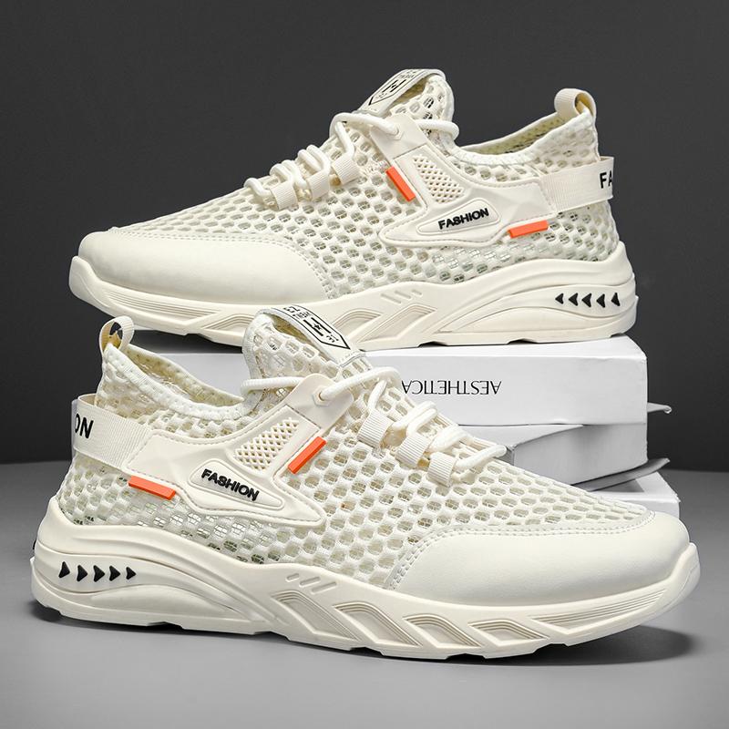 Fashion Mens Shoes Summer Breathable Sneakers Fashion Men's Sandals Casual Sports Lightweight Walking Mesh Shoes Mens Cheap Beige