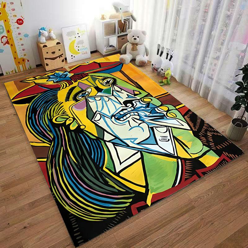 Cubist Art Style Carpet suitable as a non-slip mat for the living room or bedroom sofa