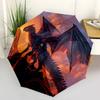 Drachen-Lava-Thema Automatisches Öffnen und Schließen Mode-Regenschirm, Tragbarer Dreifach-Kleinregenschirm für Männer und Frauen, Geschenk0725038z