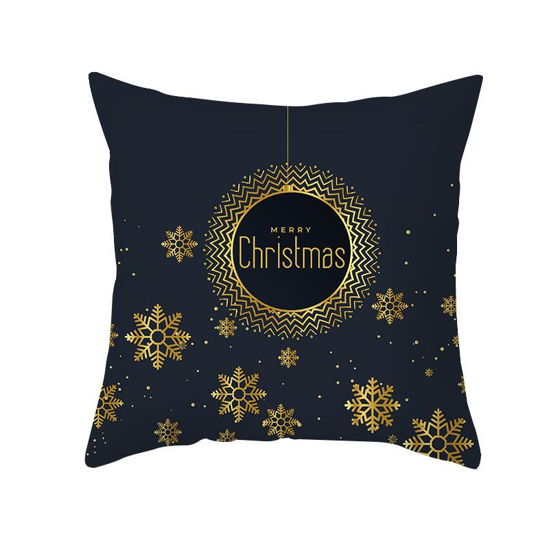 New Black Hot Stamping Christmas Pillow Cover Golden Elk Christmas Tree Sofa Cushion Cover Home