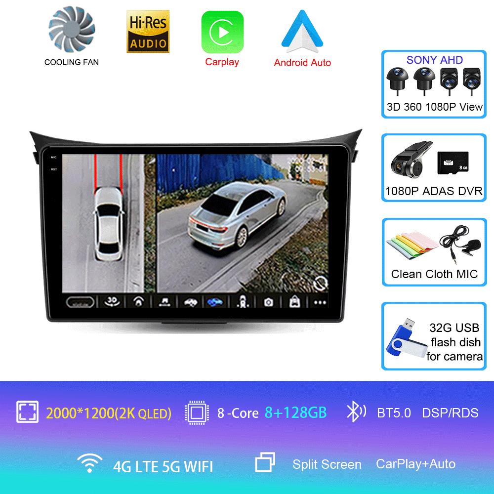 Car Radio Android 14 Multimedia Player for Hyundai I30 Elantra 2012 2013 2014 2015 2016 Carplay Auto GPS Navigation Stereo
