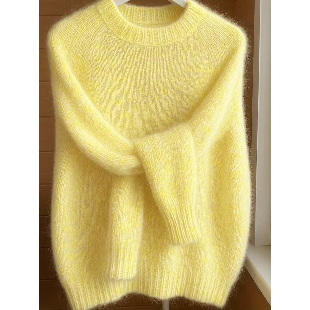 Weicher Ästhetischer Vintage Strickpullover Damen Frühling Herbst Locker Gemütlich Lässiger Leichter Dünner Pullover