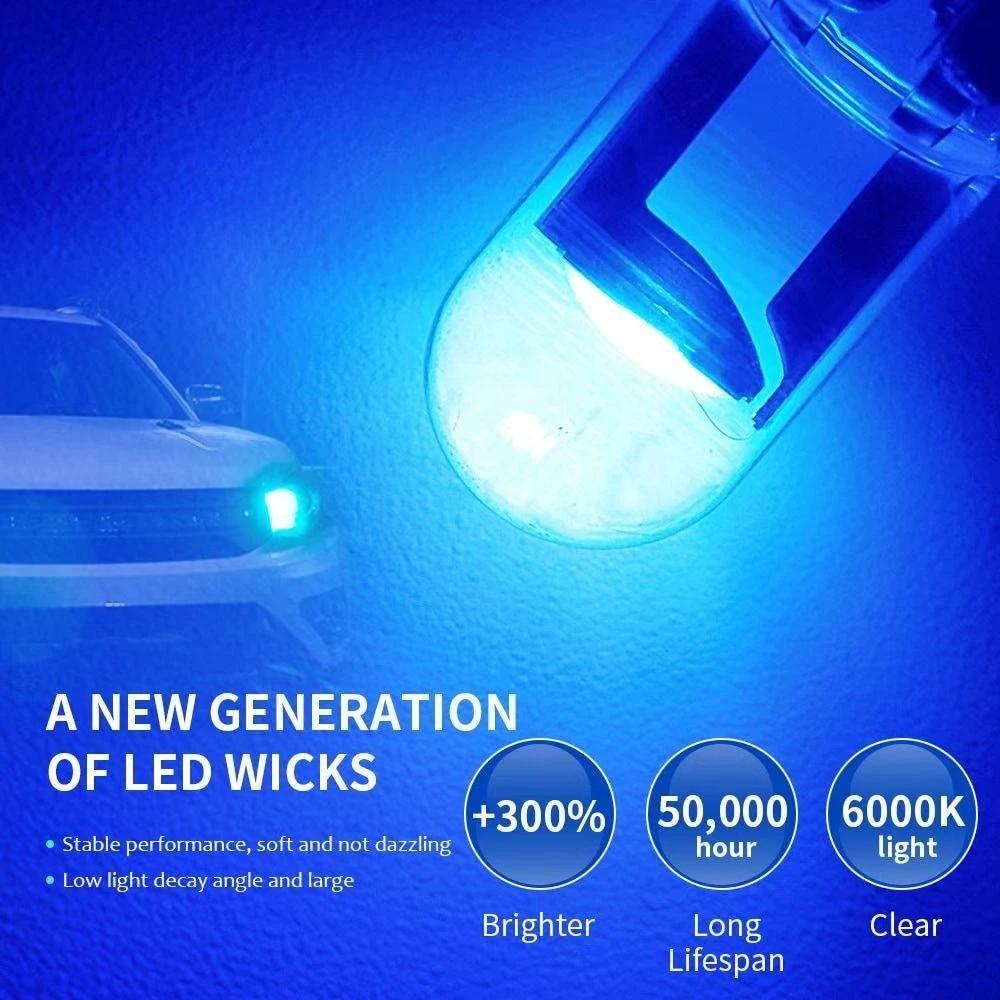 Wholesale 50/100/200PCS 12VT10 W5W Car LED Light Canbus Glass COB Reading Dome Lamp Marker Wedge License Plate Light Bulb