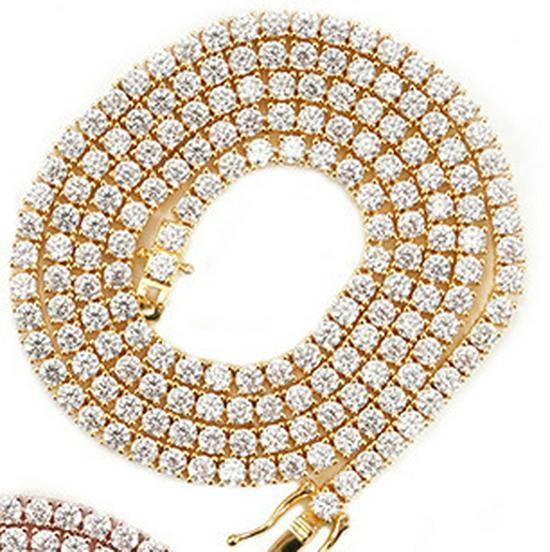 Sterling Silver Moissanite Tennis Chain Necklace, 4mm, Hip-Hop Style, Unisex, High-End Full Diamond Design