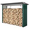 Firewood Shed, Firewood Shelter, Steel, Raised Floor, Sloped Roof, 213 X 66.5 X 150 Cm, Green