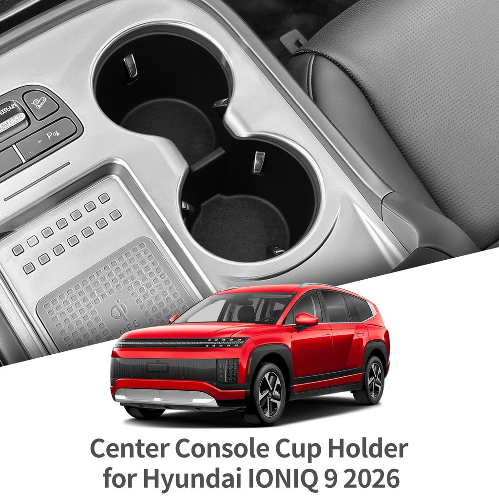 For Hyundai IONIQ 9 2025 2026 Water Cup Holder Storage Box TPE Shock-Absorbing Central Tidying Car Interior Accessories