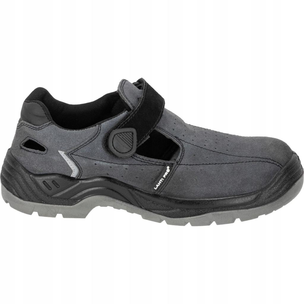Leather Suede Toe Cap Work Sandals Gray-Black Size 46 Laht 1 Pc