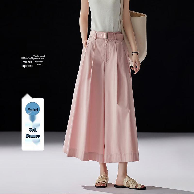 Demana Women s Pure Cotton Pleated Wide-Leg Cropped Pants S