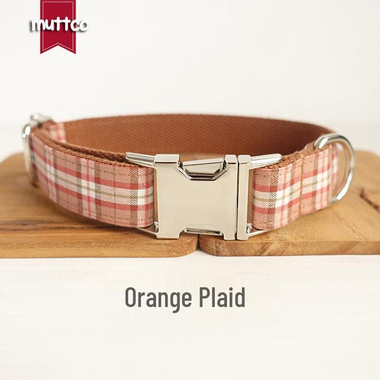 MUTTCO Creative Plaid Design Dog Collar UDC-042 Small оранжевый плед