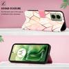 For Motorola Moto E14 4G/G04 4G/G04s 4G/G24 4G Leather Case with Shoulder Strap Marble Pattern Phone Stand Cover