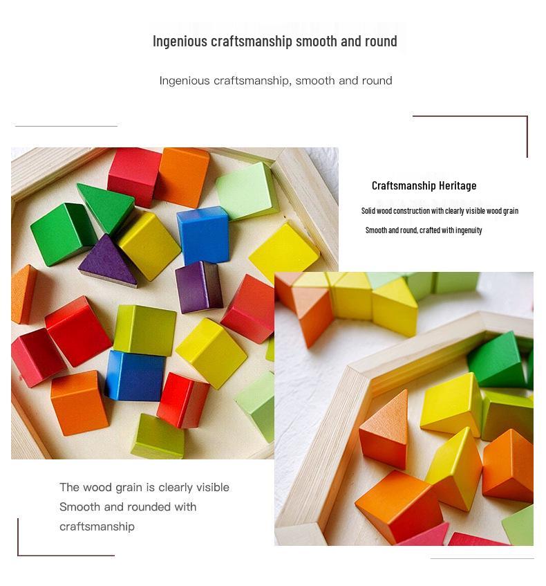 Rainbow Geometric Shape Blocks Puzzle for Early Learning