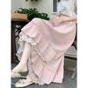 Gonna Elegante a Linea A con Bordino in Pizzo Rosa Estate Donna Orlo Svasato Maxi Swing Gonna Drappeggiata Dolce Design