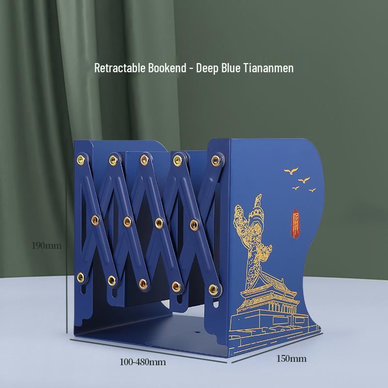 Retractable Desktop Book Holder and Folding Bookshelf with Pen Holder