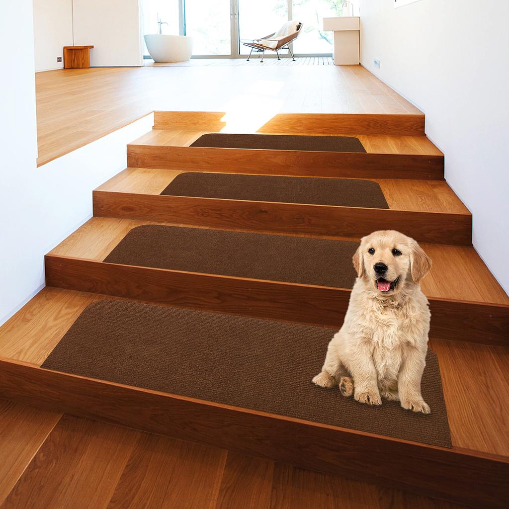 SHIEN Suction Stair Step Mat for Stair Carpet x 22 cm x 15 Machine Reduces Scratch Can Be Stair For All Brown Color Mat, Stairs, Non-Slip, [55 Pieces]