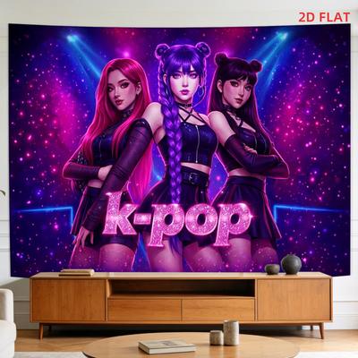 Tapisserie Filles Kpop Décor Mural Star Pop Idol Fan Art Affiche Tissu Rideau Suspendu Chambre Moderne Salon Cadeau 150x230cm