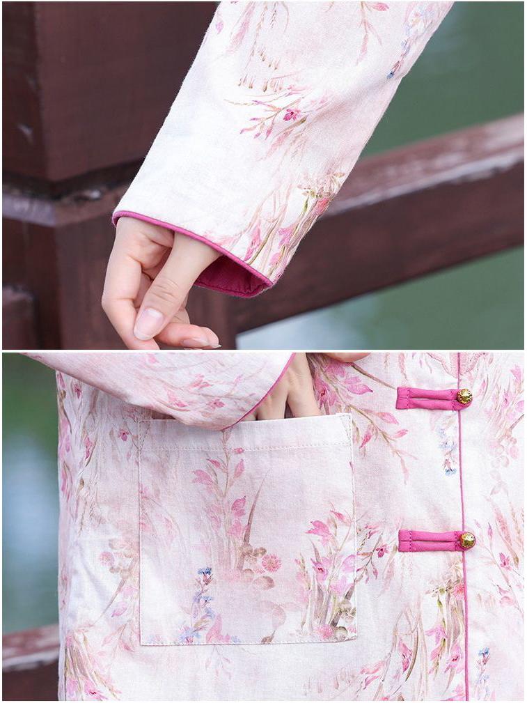 Mom's New Chinese Style Quilted Jacket with Frog Button & Embroidery for Middle-Aged and Elderly Women - Autumn/Winter