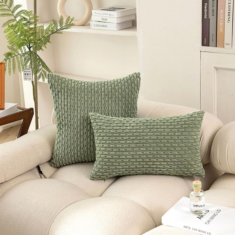 Corduroy Short Pillow Solid Color Modern Simple Sofa Pillow Cover Living Room Bedroom Decorative Pillow Cover Cushion Cover