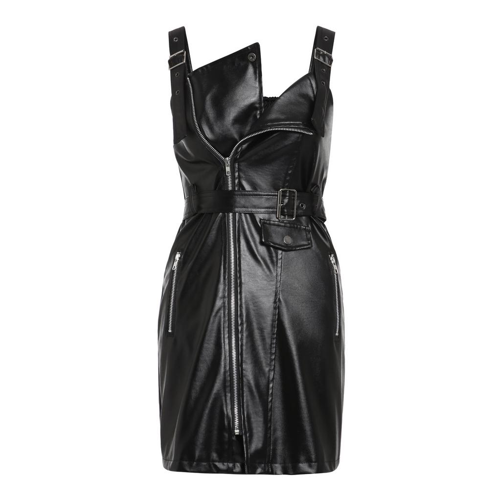 chinese dress ladies Women's Gothic Strappy Faux Leather Overbust Corset Dresses – Punk Design main image 1