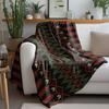Black Red Geometric Pattern Throw Blanket Sofa Bed Cover Decorative Warm Fleece Throw for Living Room Bedroom