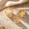 3Pcs/Set Alloy Plating Process Ring Set Exaggerated Geometric Finger Ring Adjustable Opening Design