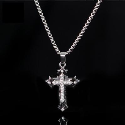 Trendy Hip Hop Halskette mit Diamant-Kreuz-Anhänger für Jungen – All-Match-Net Red Halsketten-Accessoires
