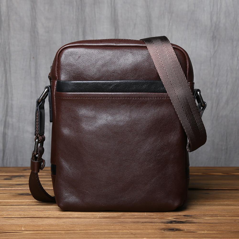 

NZPJ Vintage Genuine Leather Men’s Shoulder Bag Top Grain Cowhide Crossbody Bag Trendy Men’s Bag For 10-inch IPad
