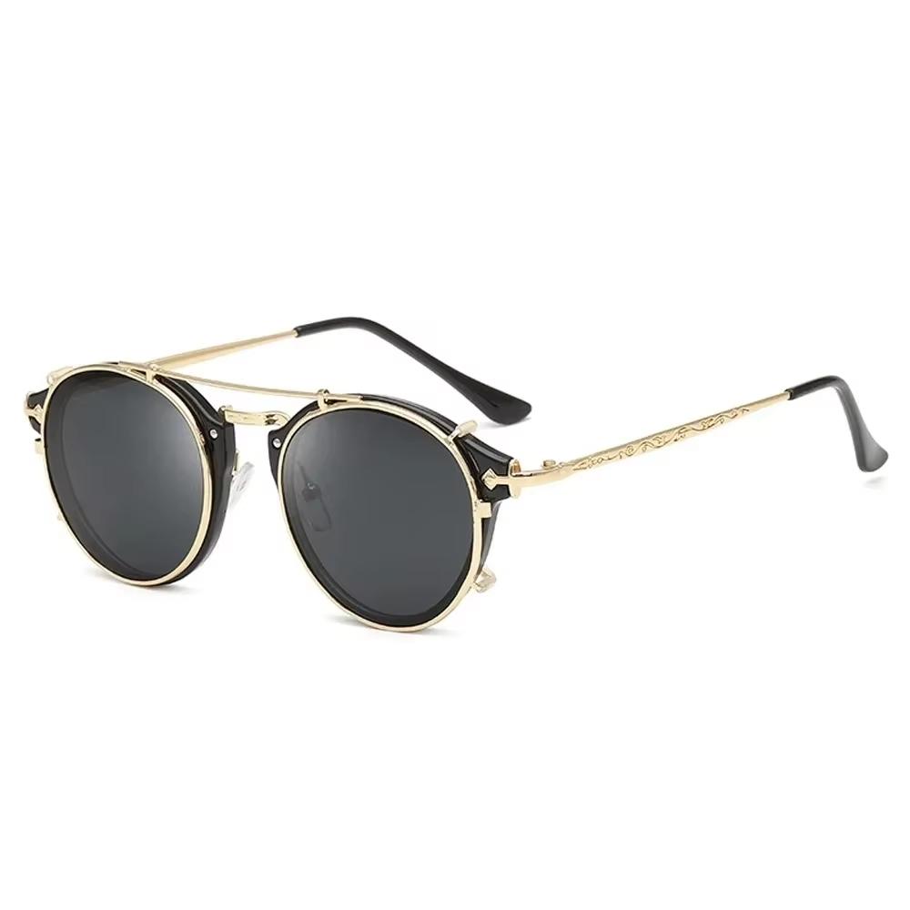 

Classic Gothic Sunglasses Plastic-Metal Elliptical Sunglasses Uv400 Glasses High-Quality Steampunk Sun Glasses For Party Travel
