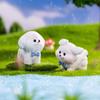 Cute White Running Puppy 3D Resin Figurine Pet Dog Bichon Frise Desktop Decoration Garden Moss Miniatures Sence DIY Decoration
