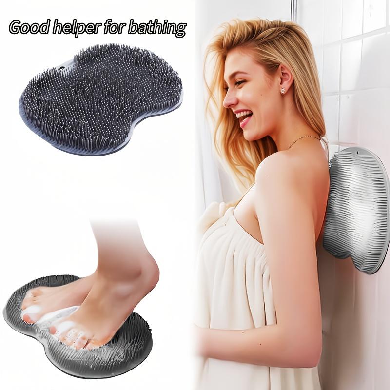 2pcs Shower Cleaning Brush, Wall-Mounted Back Foot Bath Massage Pad,Bathroom Washing Mat Brush with Suction Cup Bath Brush