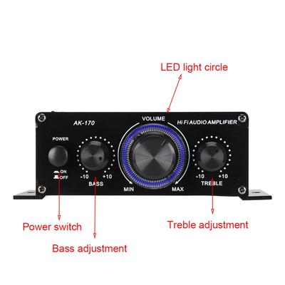 12V Mini Power Amplifier 47K Resolution Power Amplifier Durable Audio Amplifier  Car Stereo