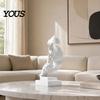 Gold Black White Figurine Abstract Faceless Sculpture, Modern Minimalist Silence Resin Statue, Luxury Light Figure Home Decor for Office
