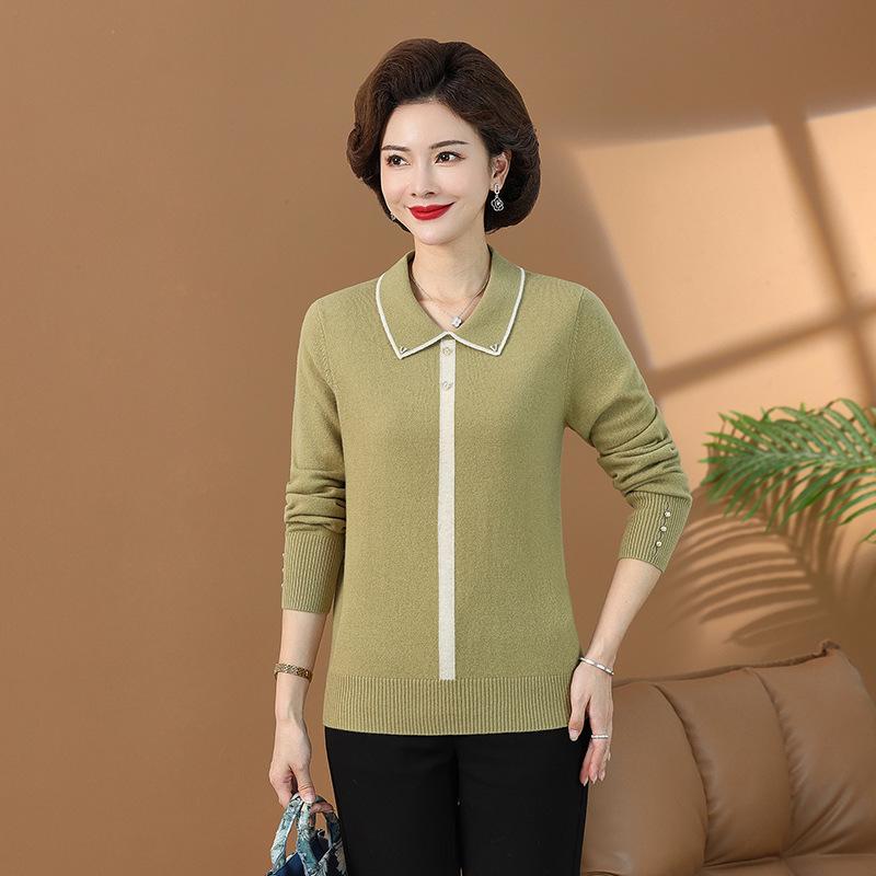 2023 All-Wool Knitwear: Elegant Autumn/Winter Sweater for Middle-Aged To Elderly Women