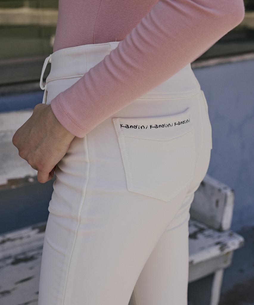 KANDINI Cream Signature Semi-Bootcut Pants