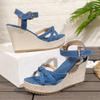 Sandali con zeppa e cinturino alla caviglia per donna 2024 Sandali estivi con plateau spesso Mujer Denim Tacchi super alti Sandali da gladiatore Donna