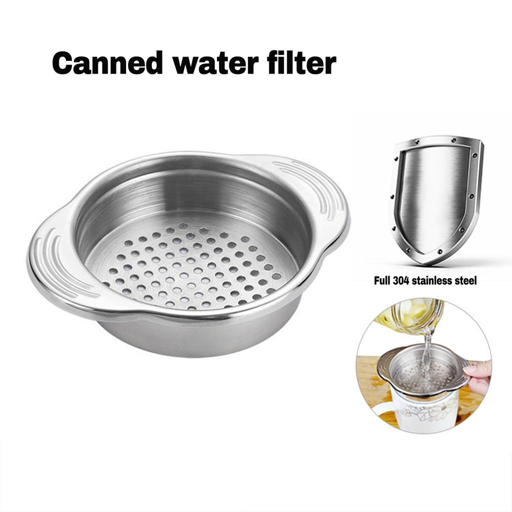 Stainless Steel Food Can Strainer Metal Tuna Press Filter Can Lid Colander Oil Drainer Kitchen Tools For Beans Vegetables