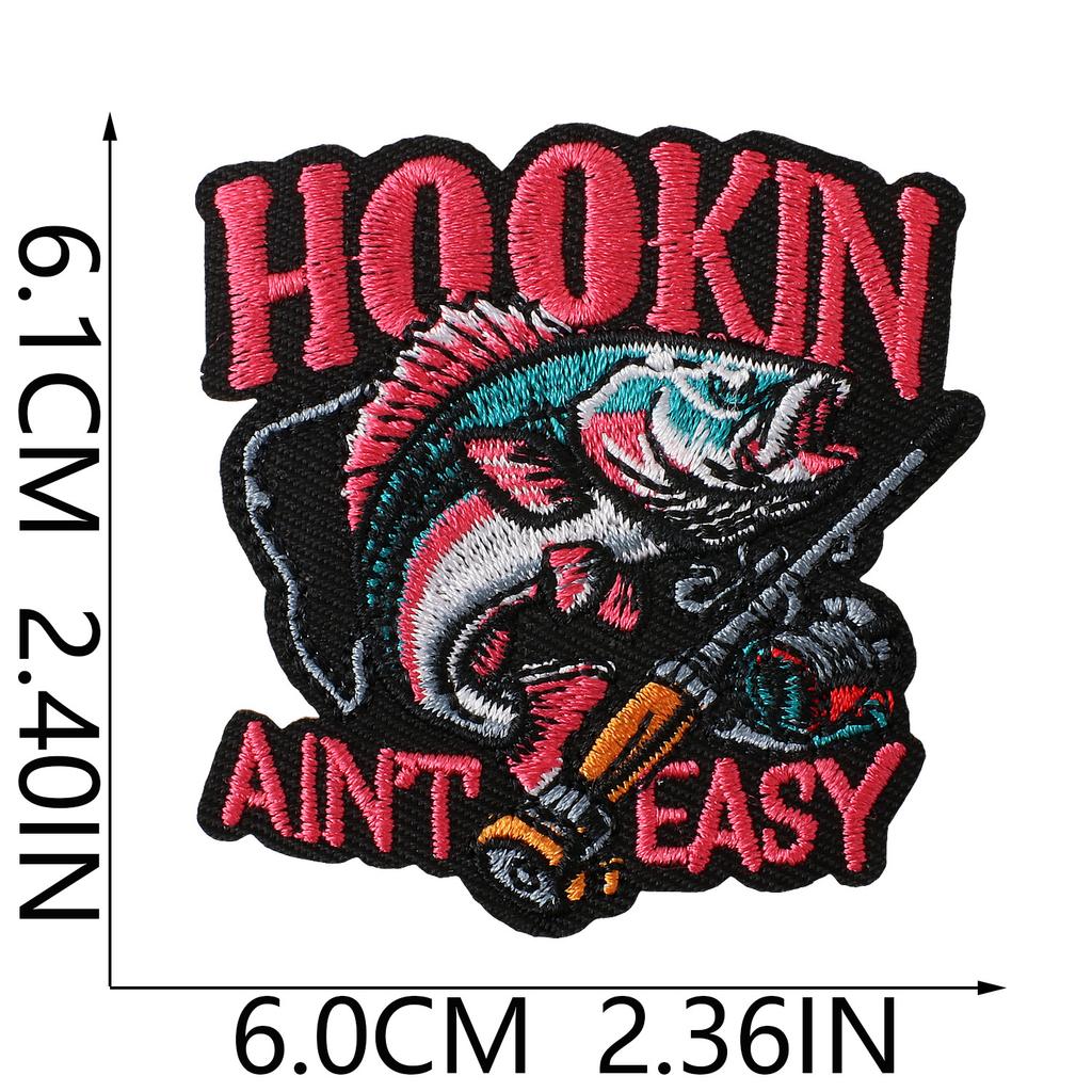 Fishing Theme Embroidery Cloth Sticker Ironing Outdoor Clothing Fishing Gear Bag Catch Pattern Diy Decorative Embroidery Mark Boy