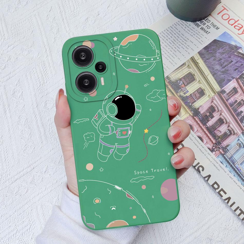 Case For Poco F5 Pro Painted Flowers Soft Liquid Silicone Camera Lens Protection Back Cover For Xiaomi Poco F 5 F5Pro Protectors