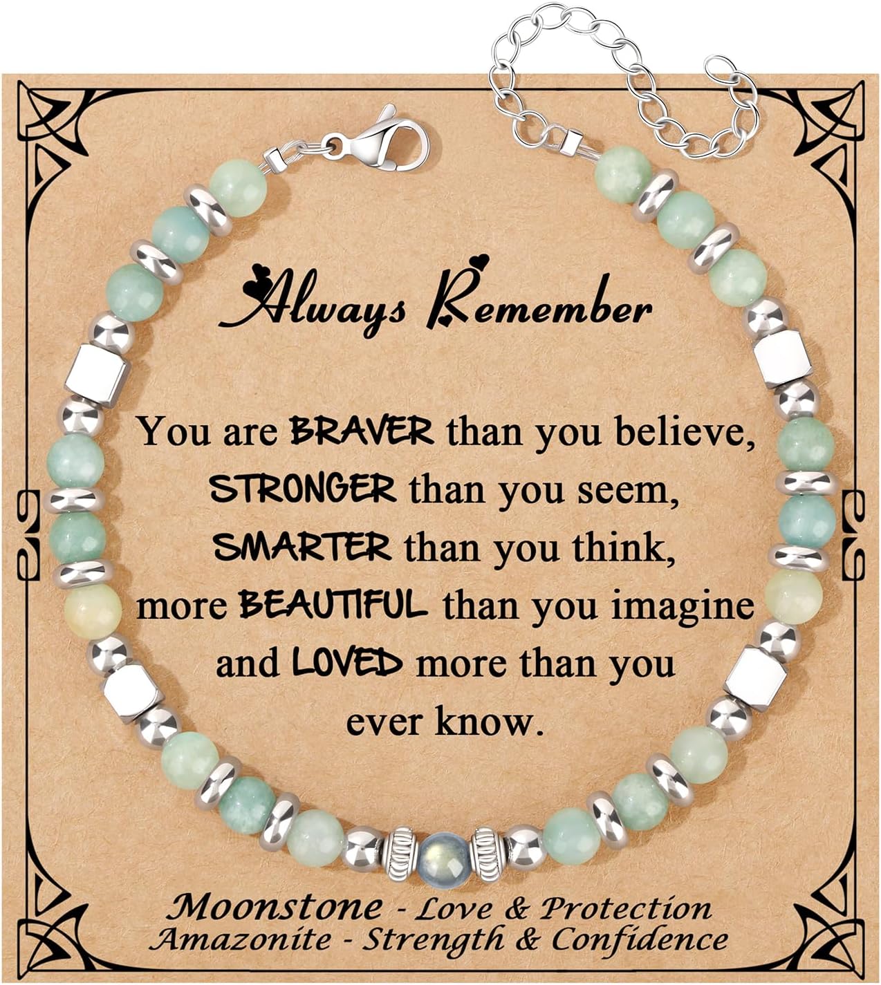 Amazonite Colorful Imperial Jasper Stainless Steel Beads Bracelets Graduation Mothers Day Christmas Birthday Gifts for Her Women