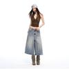 Fashion Summer Vintage Washed Deconstructed Design Wide Leg Loose Straight Denim Cropped Capri Pants For Women Trendy Versatile Slimming Cut